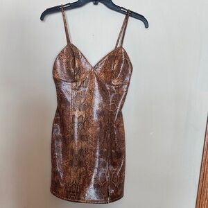 Revolve JOA snake skin adjustable strap lined back zip dress size xs